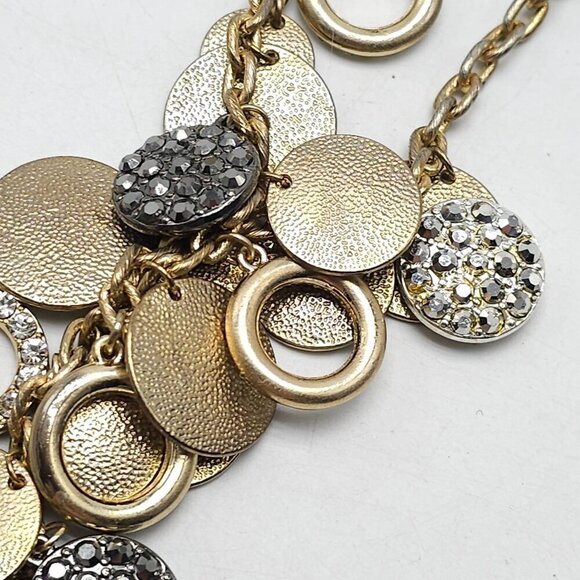 Gold-Tone Alfani Necklace & Dangle Earrings Set With Textured & Rhinestone Accen - Picture 4 of 9